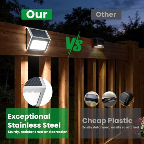 JSOT Solar Deck Lights Perfect for Fence, Step, Stair Decor-Cool White-8P - Image 5