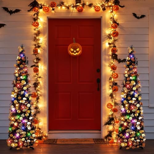 N&T NIETING Halloween Tree Decorations with Lights, 5FT, Black Purple - Image 7