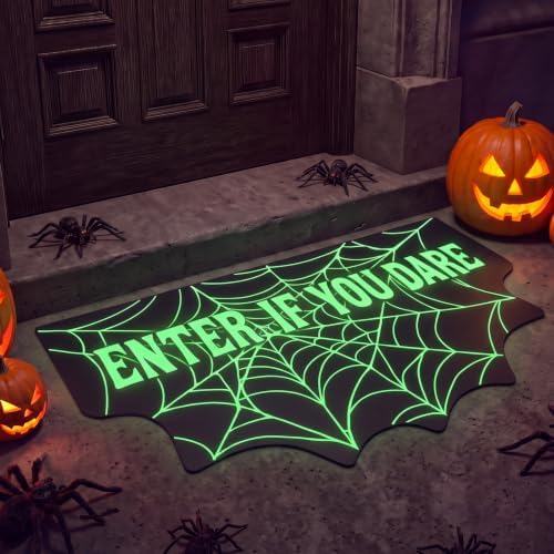 Rtteri Halloween Spider Web Doormat Glow in Dark 17x30 Non Slip Entrance by Rtteri
