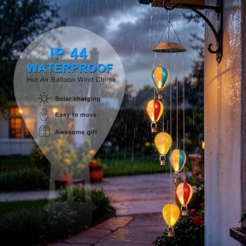 Topstor Solar Wind Chimes for Outside Hot Air Balloon Solar Lights - Image 4