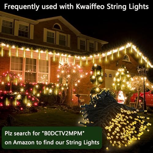 Warm White Meteor Shower Lights for Xmas Wedding Party Decorations, 24-Tube - Image 5