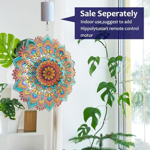 Mandala Daisy Wind Spinner, 12inch Kinetic Metal Wind Spinners - Image 3