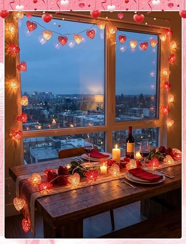 8.5ft Valentine’s Day Heart String Lights Plug in, Valentines Decoration - Image 3