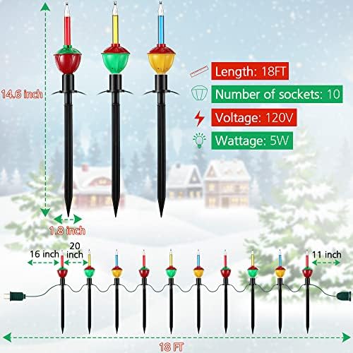 Sumind 2 Set 18 FT Christmas Walkway Lights Outdoor, 10 Bulbs Plug in - Image 3