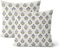 Blue Green Pillow Covers 22x22 Inch 2 Pcs Block Print Vintage Floral Decor Throw Pillows Boho Flower Spring Summer Outdoor Seasonal Decoration Pillowcase Linen Cushion Cover for Couch Sofa by DAFENA