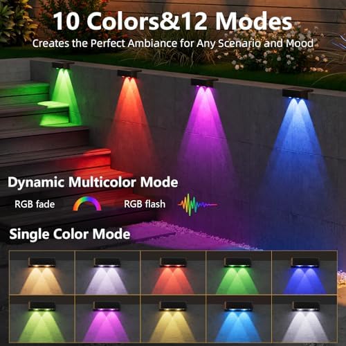 VOLISUN Solar Deck Lights 4 Pack, Color Changing LED Large Size Lamp - Image 3
