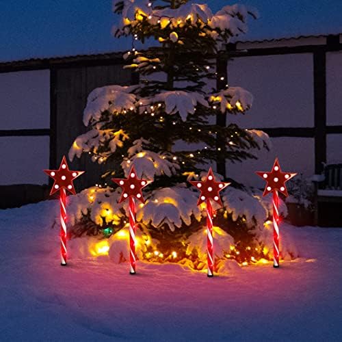 LAMPHOME 8 Pack 64LED Twinkle Star Pathway Lights - Outdoor, Garden Pathway Markers, Set-of-8 Stick Lights for Christmas Garden Decor - Image 3