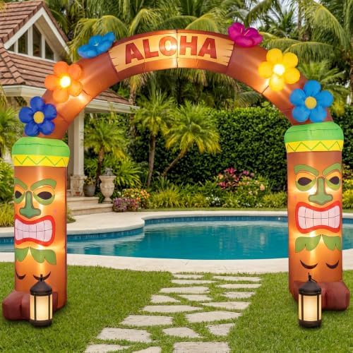 10 Ft Luau Hawaiian Inflatable Archway LED Lighted Aloha Arch by Vertintong
