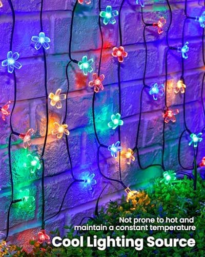 Brightown 2 Pack Total 52FT 120 LED Flower Solar String Lights Outdoor Waterproof Fairy Lights for Garden Yard Fence Patio Christmas Tree Wedding Party Decor, Multicolor - Image 6