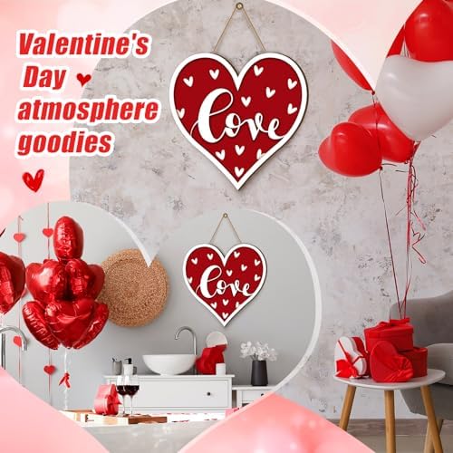 Boao Welcome Valentine's Day Wooden Door Hanging Sign Decor - Image 5