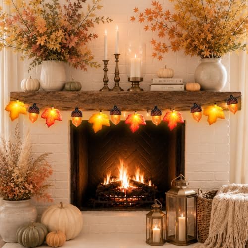 16.4FT 20 LED Fall Lights Battery Operated, Fall String Lights with 3D Acorns and 3D Maple Leaves LED Autumn Lights with Timer 8 Modes for Autumn Thanksgiving Indoor Outdoor Fall Decorations - Image 6