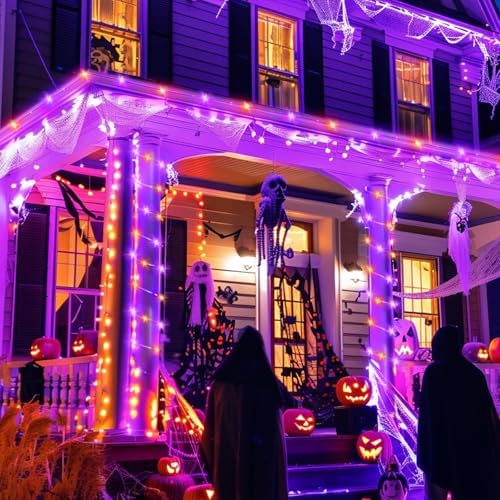 Brightown Solar Halloween Lights Outdoor, 39FT 100 LED, Orange & Purple - Image 6