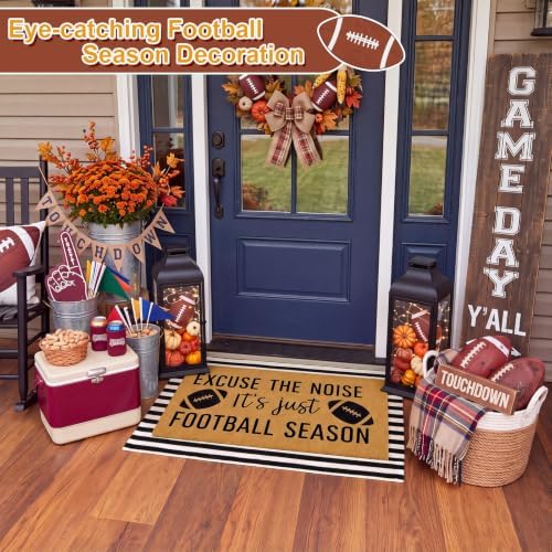 Honoson 2 Pcs Fall Football Welcome Doormat with Black and White Striped - Image 5