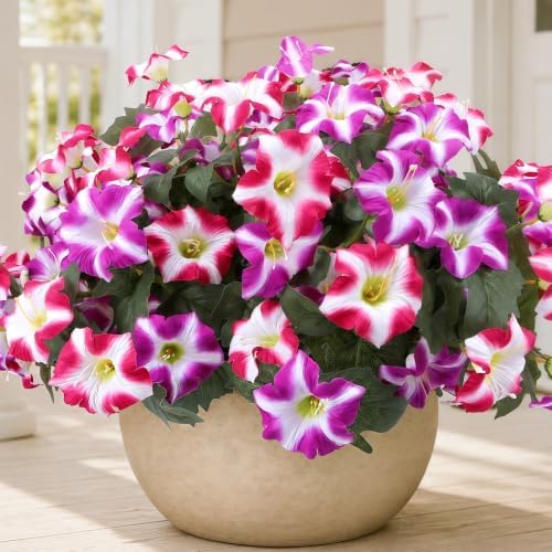 Artificial Petunias Flowers, 4 Bundles UV Resistant Faux Plants Outdoor by GeegoodsLLC
