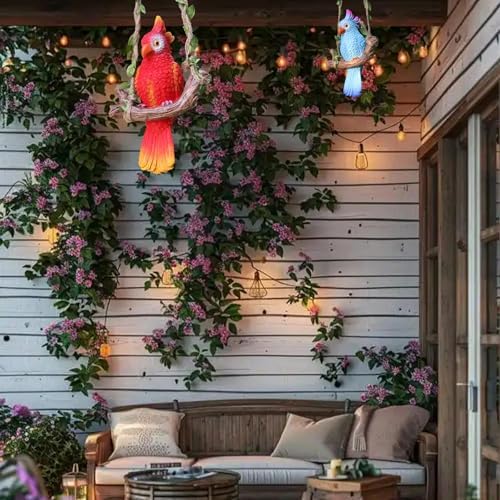 Hanging Parrot Garden Decor Tropical Patio Tree Plant Decor - Image 6