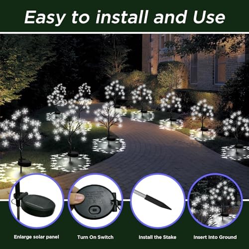 Upgrade Snowflake Solar Christmas Lights Outdoor - 2PACK 40LED Snowflake Pathway Lights for Outdoor Christmas Decorations,Waterproof Solar Garden Lights for Yard Xmas Party Decor(Cool White) - Image 7