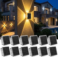 AUDLES Solar Fence Lights Outdoor, New 4-Sided Lighting Wall Lights Solar Powered with 3 Modes 3000K 4000K 6000K, IP65 Waterproof Solar Light for Patio Pathway Deck Backyard Decor-12 Pack by AUDLES