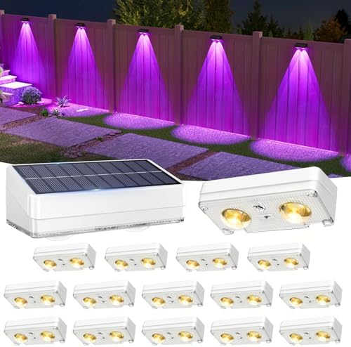 VOLISUN Solar Fence Lights Outdoor 16 Pack, 50Lumen RGB Color Changing by VOLISUN