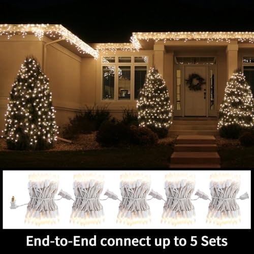 LAMPHOME 100 Count White Frost Christmas Lights,Mini Clear Lights 21ft White Wire Christmas Tree String Lights Set for Outdoor Indoor Christmas Decorations Wedding Decorations Valentines Day Decor - Image 5