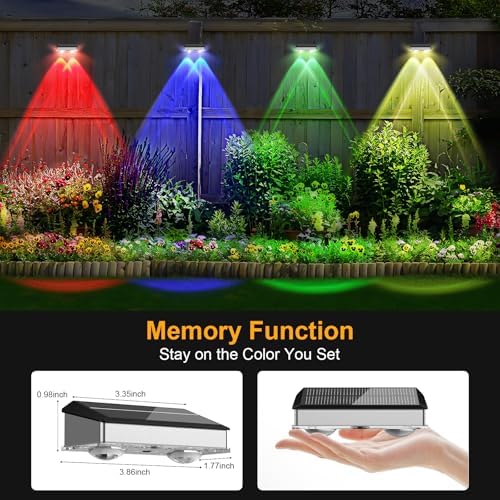 Solar Fence Lights Outdoor 8 Pack, Stainless Steel & IP65 Waterproof, 8 Lighting Modes High Brightness LED Spot Lens Deck Lights Dusk to Dawn for Backyard Stair Railing Patio Wall - Image 6