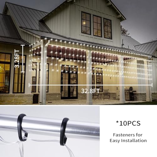 Solar Curtain Lights Outdoor, Outdoor Solar Christmas String Icicle Lights - Image 4
