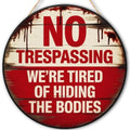 Halloween Decorations Wood Door Sign, Funny Vintage No Trespassing Wooden Hanging Sign for Halloween by FDLLAUS