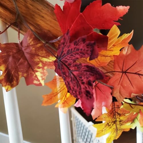 Fall Garland Fall Leaves Garland Outdoor Porch Autumn Decorations Maple Leaf Foliage Garlands for Home Thanksgiving Decor (3 Pcs) - Image 5