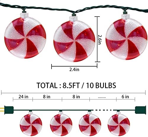 Christmas Candy String Lights, 8.5Ft Christmas Decorations Fairy Lights with 10 Lollipop Light, Connectable Candy Decor Lights UL Listed for Camping Patio Christmas Tree Wedding Party Thanksgiving - Image 2