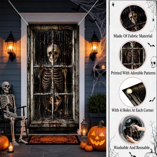 Halloween Door Cover, Fabric Front Door Porch Sign for Halloween Party - Image 3