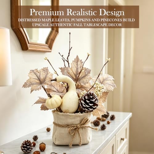 [Light & Timer] Fall Decor 2 Pack Fall Table Centerpieces with 20 LED Tabletop Maple Tree Pumpkin Pinecone Berry Branch Arrangement, Fall Decorations for Home Kitchen Halloween Thanksgiving - Image 6