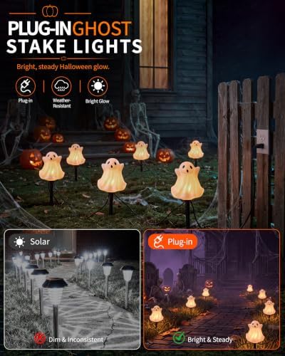 Halloween Pathway Lights Outdoor, 4PCS Light-Up Ghost Stake Lights - Image 4