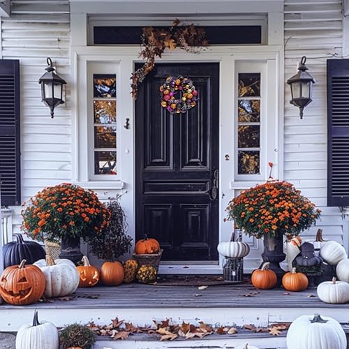 Valery Madelyn Halloween Decorations 12" Pumpkin Wreath for Front Door - Image 3