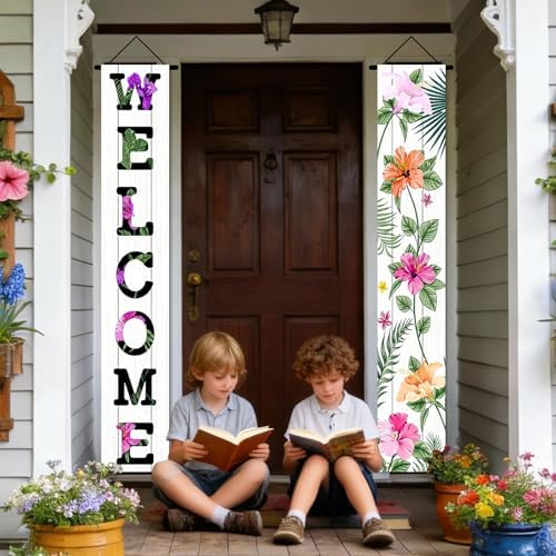 Nuxovilar Front Door Porch Sign Entrance Banner Set 12x71in Polyester - Image 4
