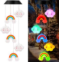 GlikCeil Rainbows Solar Wind Chimes 27.5inch Outside Waterproof Hanging LED for Yard, Pajama Party, Color Changing Lights(Clouds, Rainbows) by GlikCeil