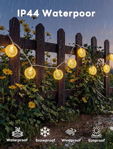 Lemon String Lights, 8.5Ft Summer Patio String Lights with 10 LED Yellow Lemon Slice Lights, Hanging Waterproof Connectable Outdoor Decorative Lights for Indoor Home Garden Christmas Wedding Party - Image 5