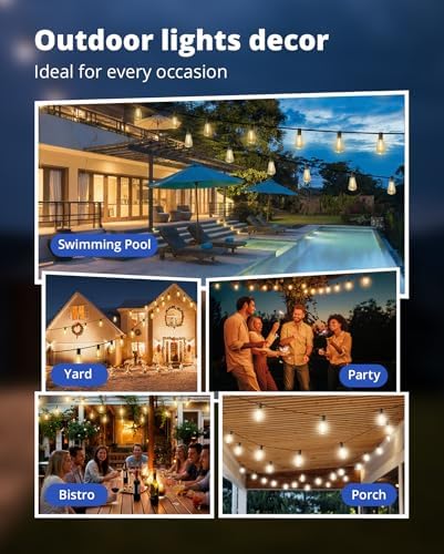 Outdoor String Lights 50FT, Patio Lights Outdoor Waterproof with 27 Bulbs - Image 7