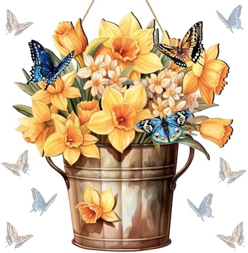 Novabright Spring Decorations for Home Spring Daffodil Hanging Sign Daffodil Porch Door Hanger Decor Rustic Wood Wall Hanging Decoration for Home Porch Door Decor and Mom Wife Grandma Gift by Unknown
