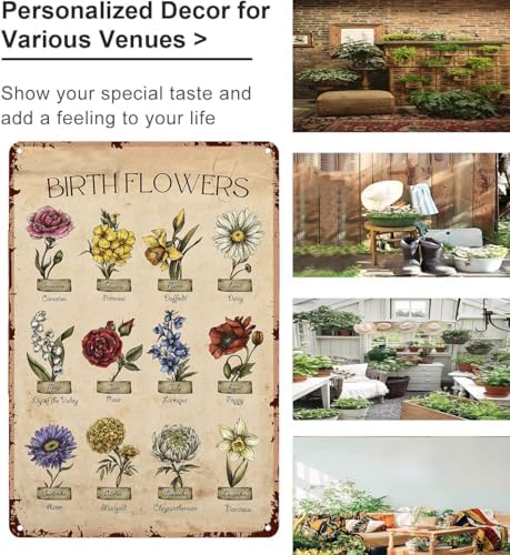Bestylez Garden Gifts Vintage Gardening Signs Mom Grandma Birth Month Flower Metal Sign for Home Garden Greenhouse Living Room Bedroom Yard Cottage Outdoor Decor 8X12 Inch (3355) - Image 3