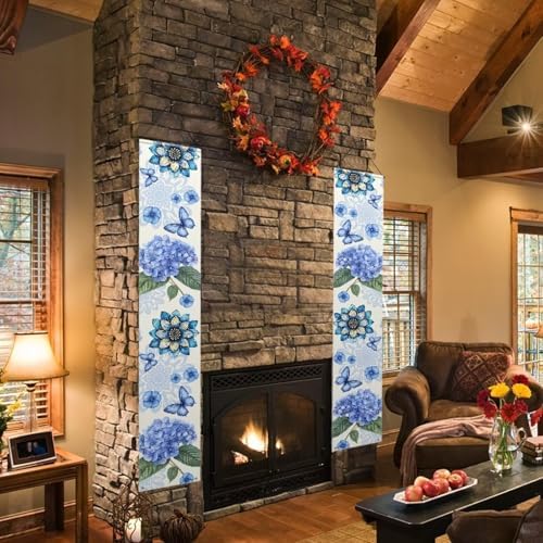 Hydrangea Butterfly Front Door Hanging Banner Winter Porch Sign Hanging Flag Porch Sign for Front Door Outdoor Seasonal Holiday Wedding Yard Decor Farmhouse Indoor Wall Backdrop - Image 5