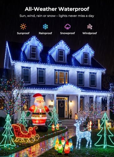 Icicle Outdoor Christmas Lights, 40Ft. 432 LED with 81 Drops, Dimmable Twinkle Fairy with Remote and Timer for House Holiday Decorations, Blue and White - Image 4