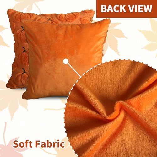 Fall Pillow Covers 20x20 Set of 2 Orange Pumpkin Decorations for Home - Image 5