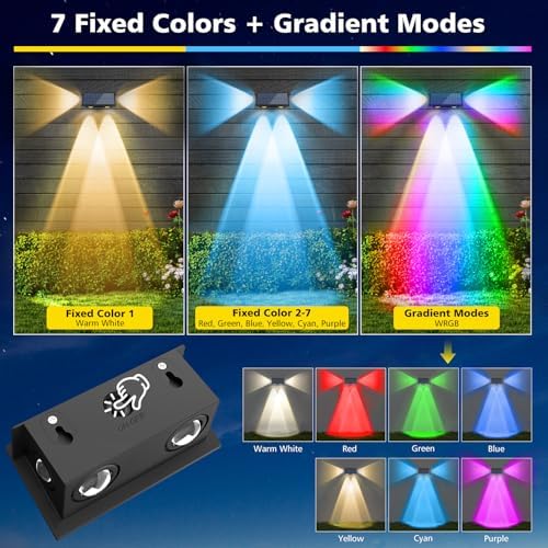 T-SUN Solar Fence Lights, 7 Fixed Colors & Warm White Fence Lights, 6 Pack - Image 5