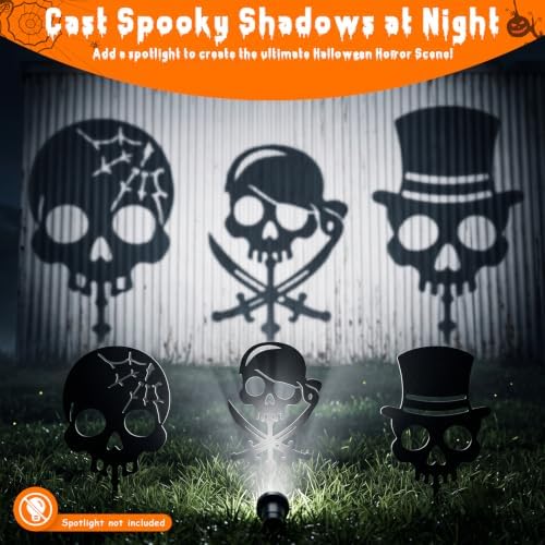 KODIBO Halloween Decorations Outdoor 3-Pack Metal Skull Garden Stakes - Image 4