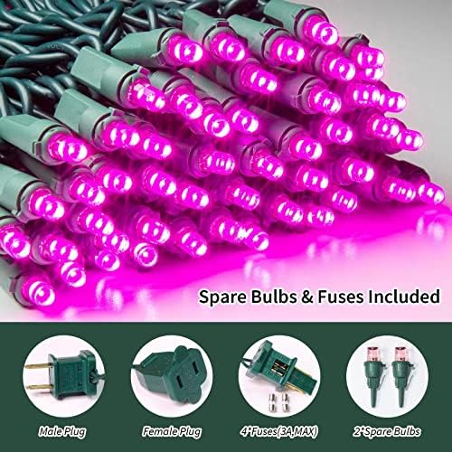 LAMPHOME 100 LED Pink Valentine Lights, 21.6ft Valentine Room Lights Green Wire, connectable Plug in Pink Christmas String Light Indoor Outdoor for Bedroom Valentines Day Party Galentine's Day Deco - Image 6