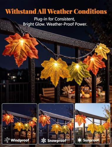 13.6FT Thanksgiving Maple Leaf String Lights, Plug-in Connectable - Image 4