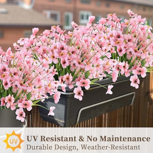 ColoPlay 24 Peach Bundles Artificial Flowers for Outdoors/Indoors Fake Flowers Plants for Indoor Outside Garden Porch Window Box Home Wedding Farmhouse (Pack of 2) - Image 5