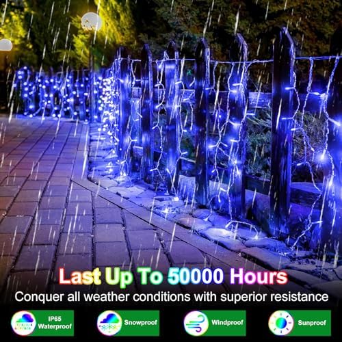 1620 LED 164ft 360 Drops Christmas Lights, Outdoor Hanging lights, 8 Modes - Image 4