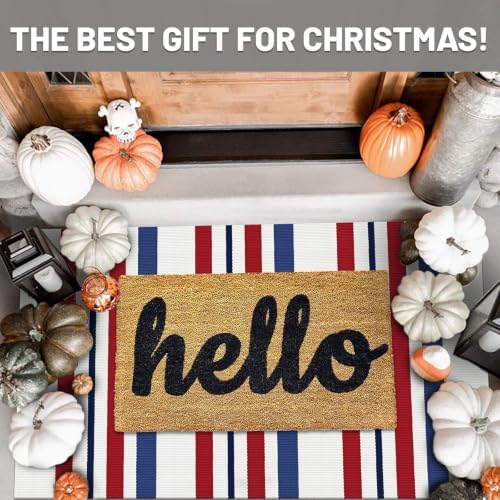 IOHOUZE Patriotic Striped Door Mat 2.3x3.6, Washable, Red White Blue - Image 2