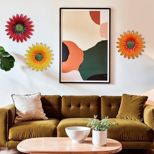 hogardeck Metal Flower Wall Decor for Indoor Outdoor, Kitchen Decor Floral Metal Wall Art, Wall Decor for Bathroom, Living Room, Porch, Garden, Yard, Backyard （3 Pcs 9'' ） - Image 6