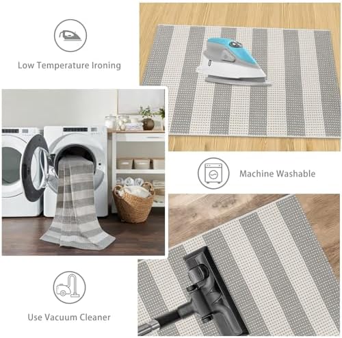 Fall Front Door Mat 3x5, Cotton Washable Woven Striped Outdoor Rug - Image 5